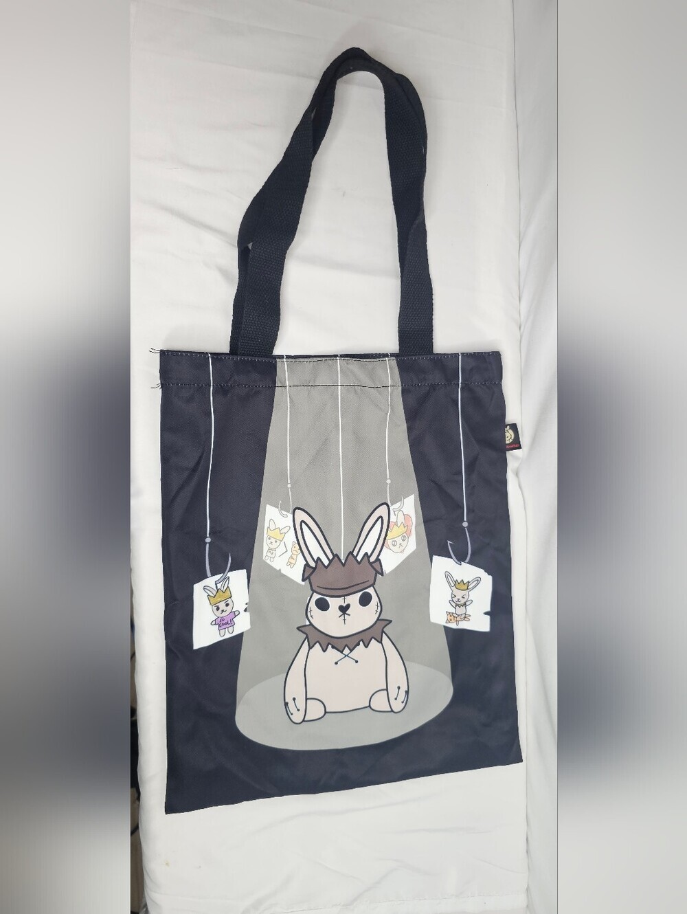 Plushie Dreadfuls Maladaptive Daydreaming Bunny Tote Bag Reusable Shopping Black